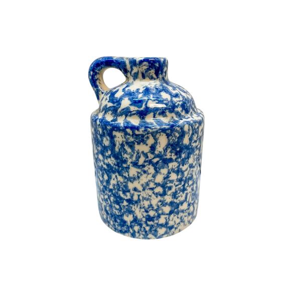 Vintage Blue Spongeware Pattern Stoneware Jug 5" - Picture 2 of 5